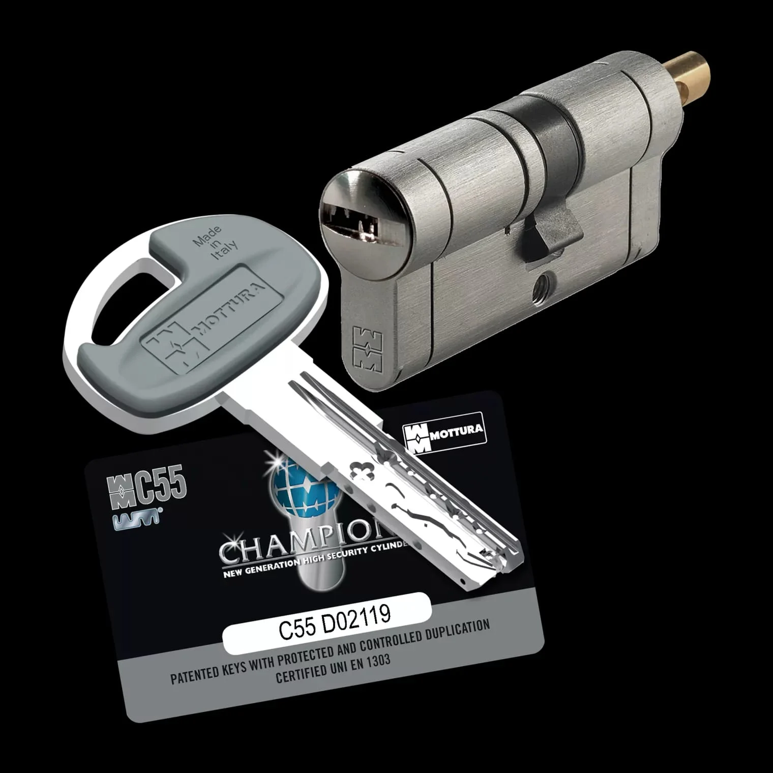 Nuevo Cilindro Mottura Champions Pro C55 llave gris alta seguridad para puertas acorazadas en Puertas Guardamar