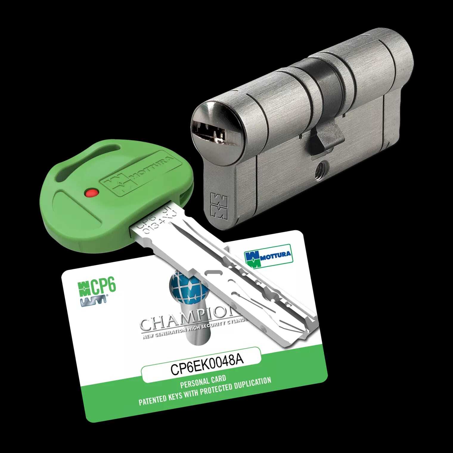 Nuevo Cilindro Mottura Champions CP6 llave verde alta seguridad para puertas acorazadas en Puertas Guardamar