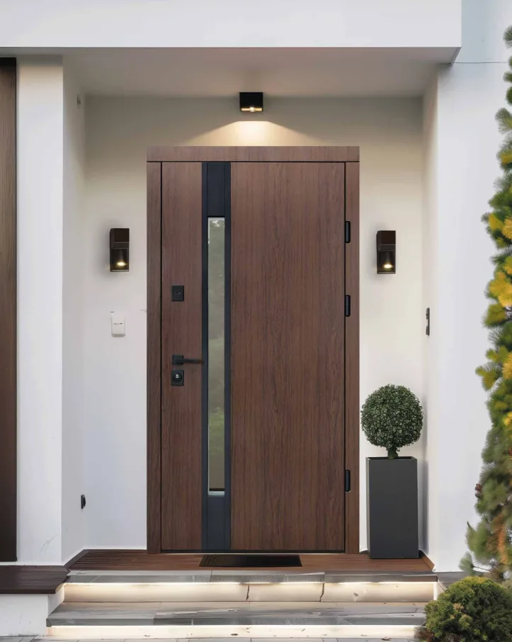 Puerta con cristal efecto espejo