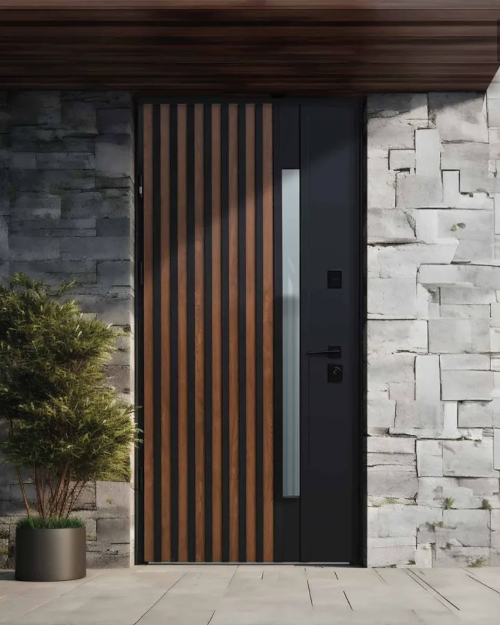 Entrada elegante con cristal templado.